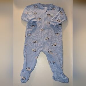 Pekkle - 6 Months Blue Truck Embroidered Pajama Onesie Sleeper